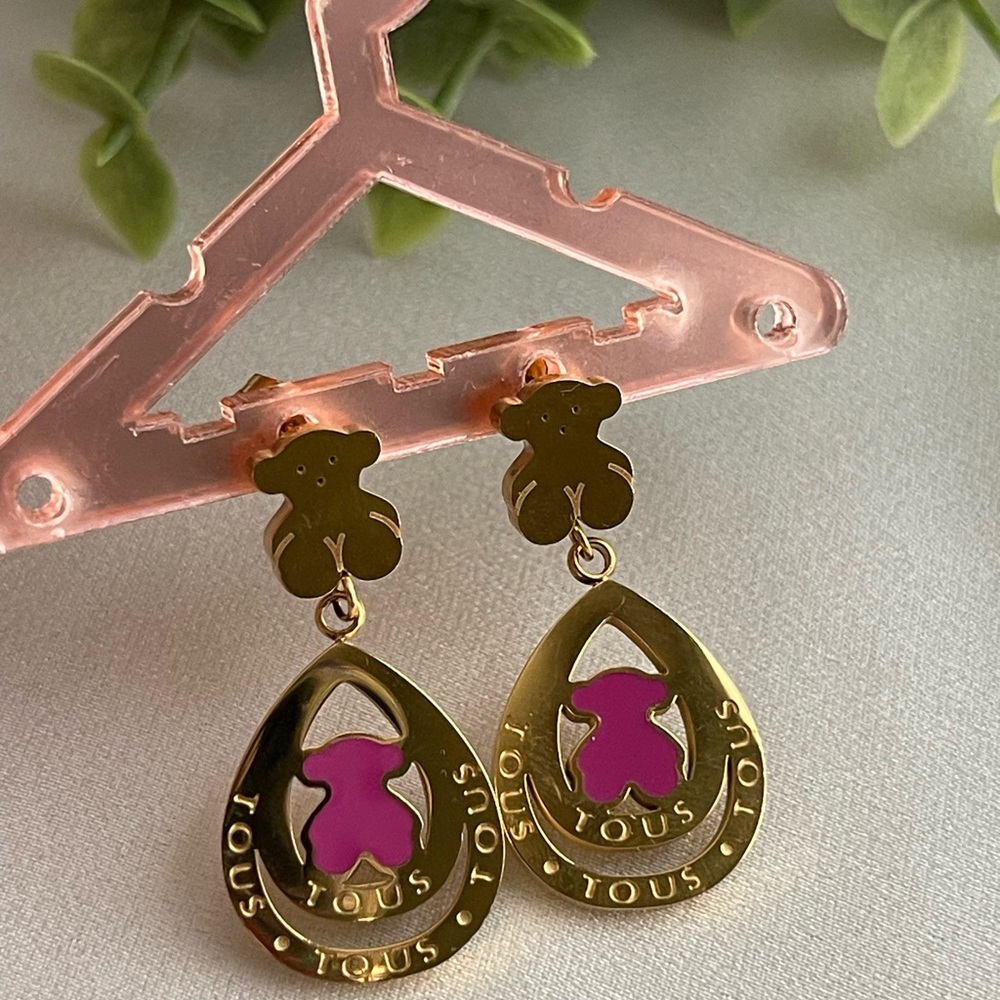Stainless steel Tous dangling earrings . Tous bear earrings